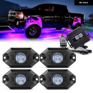 CM 4 ポッド RGB LED ロックライトワイヤレス APP コントローラーリモート多色ネオン LED ライトキット 音楽モード点滅