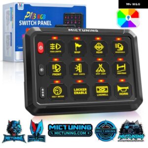 P1B RGB 12 ギャングスイッチ パネル トグルモーメンタリフラッシュストロボパルススイッチポッド トラック RV オフロードマリン用
