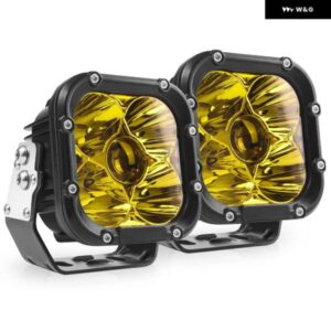 アンバー LED フォグランプ 5インチ 70W LED ポッドワークライトオフロードドライビングライト イエロー フォグランプ 防水 トラック ATV 用