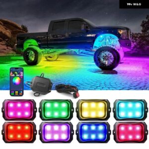 C2 拡張可能な RGB + IC LED ロックライトキット 8/10 ポッドアンダーグローライトキット ワイヤレス BLUETOOTH APP 制御 付き