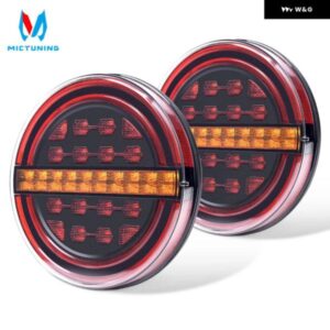 2個 5.3インチ アンバー ラウンド LED トレーラーライト ブレーキライト付き DRL フロー アンバー ウィンカー 車 トラック 船 バス バン用