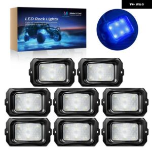 C2 ブルーロックライト 8 ポッド 8個 ソリッドカラーロックライトネオンアンダーグローライトキット 防水 アンダーボディグローランプ