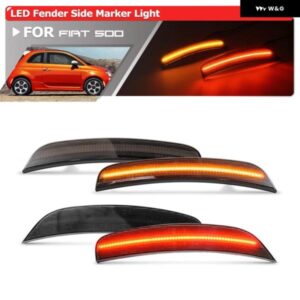 スモーク アップグレード フロント アンバー リアレッド LED バンパー フェンダーサイド マーカーライト FIAT500SPORT 2011-17用
