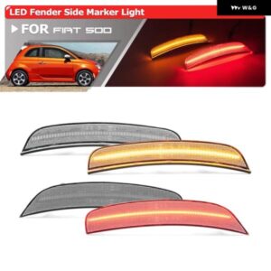 4X フィアット 500 スポーツ 2011-17 アンバー レッド LED フェンダーサイドマーカー リフレクター ライト 68136734AA68136735AA