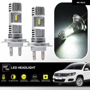 2個 1:1 6500K 5600LM LED チップ ヘッドライト キット VW ティグアン MK1 5N 2007-2016 ロービーム ヘッドランプ ファンレス アダプター