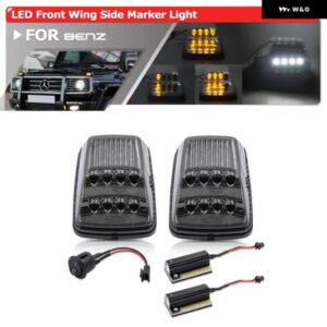 スモークダイナミックストリーマーフロント ウイング LED ウィンカー コーナーライト ベンツ Gクラス W463 G500 G55 AMG G550 W/ホワイト ポジションライト