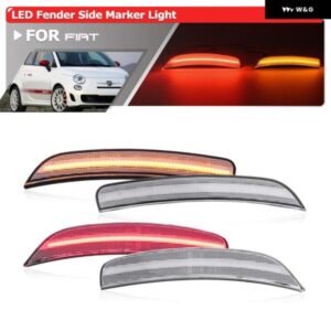 フィアット アバルト 500 2012-17 F R アンバー レッド LED バンパー サイド マーカーライト 自動フェンダーフレア リフレクター ランプ