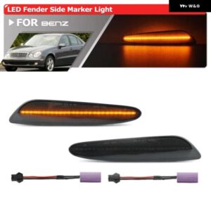 2X ユーロスタイル スモーク バンパー LED フェンダーフレアサイド マーカーライト ベンツ W211 Eクラスプレ LCI E300 E320 E500 E55 AMG 2003-2006