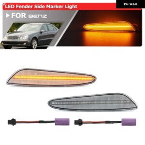 2X ベンツ W211 Eクラスプレ LCI E300 E320 E500 E55 AMG 2003-2006 フロント バンパー アンバー LED フェンダーサイド マーカーライト A2118200221