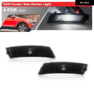 2X VW ビートル 2012-2019 ティグアン 2018-2023 スモーク OE-SPEC ホワイト サイド マーカー ライト オート フェンダー フレア ランプ OEM: 5C5945071A
