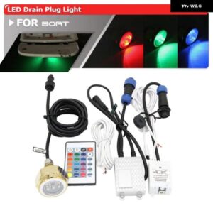 LED 水中ボートランプ LED ドレインプラグライトコネクタ付き 27ワット 防水 IP68 RGB カラーマリンヨット 1800LM 釣り用