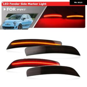 スモーク交換フロント 68136734AA リア 68085232AB LED バンパー フェンダーサイド マーカーライト アバルト 500 2012-2017 アンバー レッド リフレクター