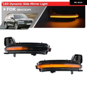 2個 スモークシーケンシャル LED ダイナミック アンバー サイド ミラー ウインカー信号インジケータライト シュコダ カロク 2017-2020 コディアック 2016-