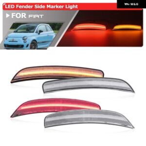 4X アバルト 500 2012-2017 F R LED アンバー レッドフェンダーサイド マーカーライト 交換用 68136734/35AA 68085232/33AB 車 バンパー リフレクター