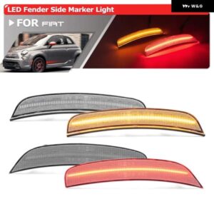 4X フィアット 500 スポーツ 2012-2017 500E 2013-2019 F R アンバー レッド LED サイド マーカーライト 自動フェンダーフレアランプ