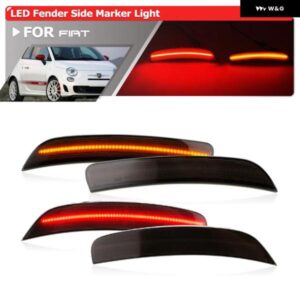 4個 スモーク LED フェンダーサイド マーカーライト フィアット アバルト 500 2012-2017 F R アンバー レッド バンパー ランプ アップグレード 交換