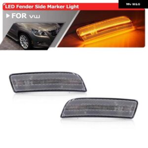 2X フロント バンパー アンバー LED サイド マーカーライト VW ティグアン 2008-2017 オートフェンダーフレアランプ 5N0-945-119-A 5N0-945-120-A