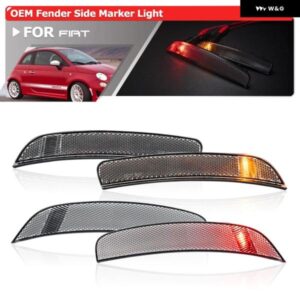 4X フィアット 500 500C アバルト 2012-17 F R アンバー レッド OEM サイド マーカーライト 自動フェンダーフレアランプ