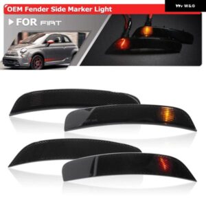 ユーロスタイル スモークフロント アンバー リアレッド OEM サイド マーカーライト フィアット 500 スポーツ 2012-2017 500E 2013-2019