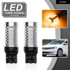VW パサート B7 セダン 2012-2015 T20 7440 WY21W CANBUS アンバー LED フロントウィンカーウィンカー 電球 交換に適合