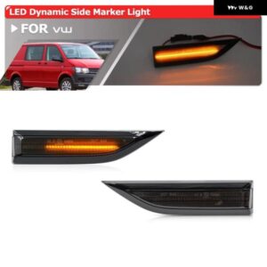 スモークレンズ ダイナミック アンバー フロント LED サイド マーカーライト VW トランスポーター T6 2015-2019 OEM: 7E0949101A 7E0949102A