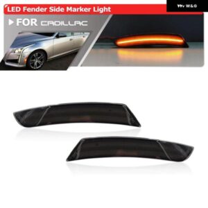 2X ユーロスタイル スモーク アンバー バンパー LED サイド マーカーライト キャデラック ATS CTS CTS-V 2015-2019 オートフェンダーフレアランプ用