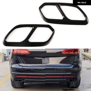 VW トゥアレグ CR7 2018-21 ステンレス 黒リア左右マフラー パイプ 先端カバー トリム 装飾