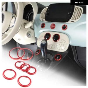 フィアット 500/アバルト 500 2010-2022 合金 車ダブルフラッシュガラスリフティング 装飾 リング インテリア アクセサリー