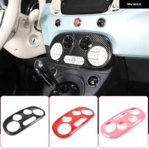 ABS 赤 フィアット 500 2016-2023 カー エアコン 調整スイッチ 装飾 フレーム ステッカー カーアクセサリー