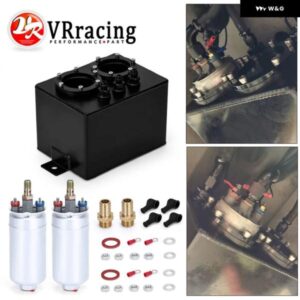 3L デュアルビレット アルミ燃料サージタンク/サージタンク 2PC 044 燃料ポンプ 付きブラック TK84044