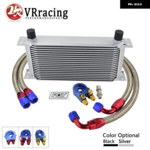 AN10 19列トランス ミッション オイルクーラー キット + オイル フィルター アダプター + 1 1.2メートルステンレス 編組ホース AN10 継手付き