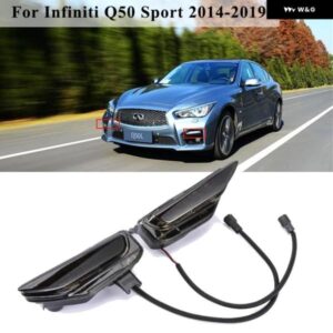 1ペア フロント フォグランプ LED ウィンカーライト インフィニティ Q50 スポーツモデル 2014-2019 流れるフラッシュライト #261304GA0A.261354GA1A