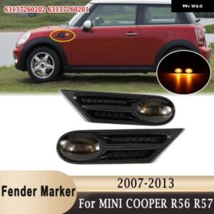 サイドフェンダーマーカー インジケーター LED ライトカーボンパターン MINI COOPER S R56 R57 R58 R59 2007-2013 63137260202 63137260201
