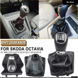 ギア シフト ノブレバー スティックハンドルゲートルレザー ブーツ カバー ケース シュコダ オクタヴィア A7 MK3 2014-19