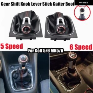VW ゴルフ /ラビット/ジェッタ MK5 2004-2009 VW ゴルフ /ジェッタ MK6 マニュアル 5 6スピード スエードレザー ギア シフト ノブフルゲートル