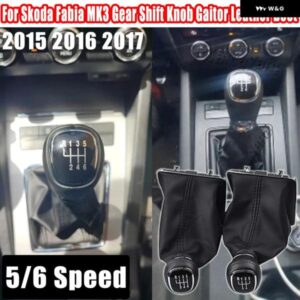 ギア シフト ノブヘッドハンドルシフター レバー 革 ブーツ カバー シュコダ ファビア MK3 2015 2016 2017 5/6スピード カー スタイリング