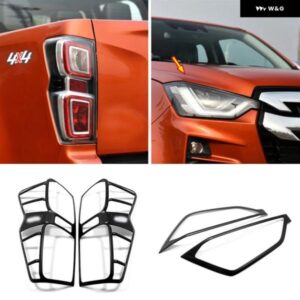 いすゞ D-MAX DMAX 2021 22 2023 ABS ブラックフロントとリア ヘッドランプ 装飾 フレーム ランプカバー 4個