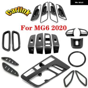MG6 3TH ABS カーボン/レッド車ガラス スイッチ ガラスリフターインナードアボウル シフト パネル 装飾 フレーム インテリア アクセサリー