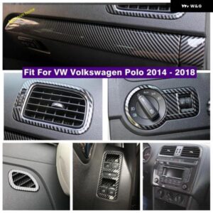 ガラスリフト ボタン /エア アウトレット ベント/ライト スイッチ /中央 コントロール パネル カバー トリム VW ポロ 2014 - 2018 カーボンルック