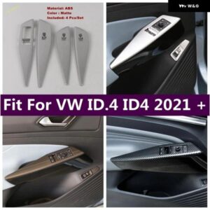 インナー ドアハンドル ホルダー ウィンドウリフト ボタン スイッチ 装飾 パネル カバー トリム VW ID.4 ID4 2021 - 2024 シルバー