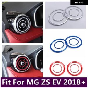 ダッシュボード サイド 空調 アウトレット AC ベント 装飾 リングカバー トリム MG ZS EV 2018 - 2023 ブルー/レッドカーアクセサリー