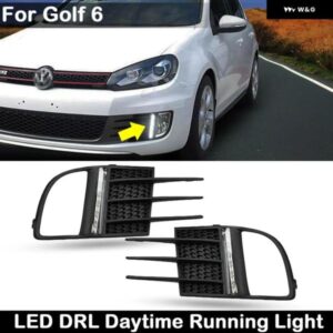 2個 VW ゴルフ VI GTI 2009-2012 フロント高輝度デイライトガイド LED DRL デイタイム ランニングライト