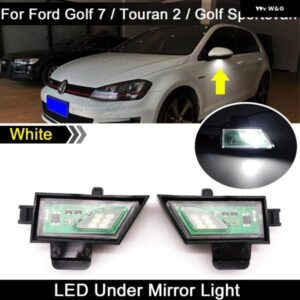 2個 VW ゴルフ 7 スポーツバン トゥーラン 2 ホワイト高輝度 LED サイドアンダーミラー ランプパドルライト