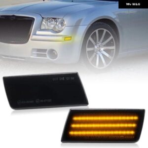クライスラー 300 2005-2014 スモークレンズ フロントバンパー LED サイドマーカーランプ 3 列 アンバー ライト