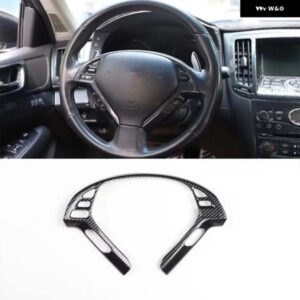 ABS プラスチック カーボンカラー ステアリングホイール ステッカー トリム インフィニティ G25 G37 2010-2013 インテリア アクセサリー