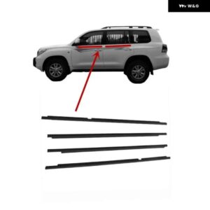 4個 ブラッククローム窓ゴムランドクルーザー 2007-2020 LC200 外側ウェザーストリップシールドアベルト LX570 75720-60080