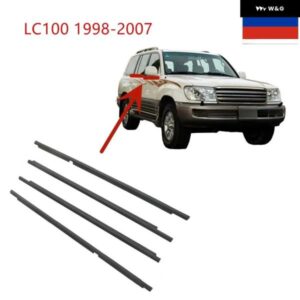 4個 ブラック外側窓ゴムランドクルーザー LC100 1998-2007 ウェザーストリップシールガラスラミネート 75740-60030 MOUDLING