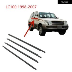 4個 クロームブラック外側窓ゴムランドクルーザー LC100 1998-2007 ウェザーストリップシールガラスラミネート 75740-60030