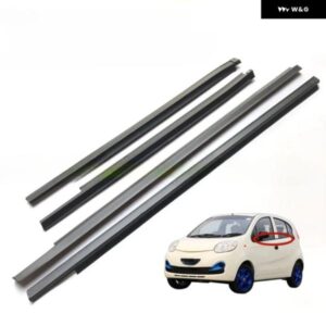 4個 外側の窓ガラス ラバー CHERY QQ 2012-2019 ハッチバック ブラック モールディング シーリング ウェザー ストリップ セダンではありません