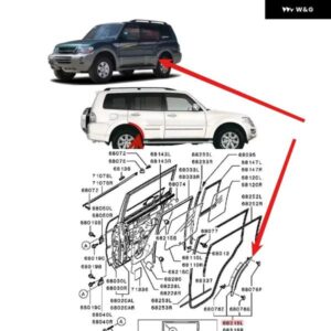 1 2個 リアドア開口部 LWR アウトゴム パジェロ V70 V90 5 ドア専用シールゴム モンテロ プロテクター SHOGUN MR473991